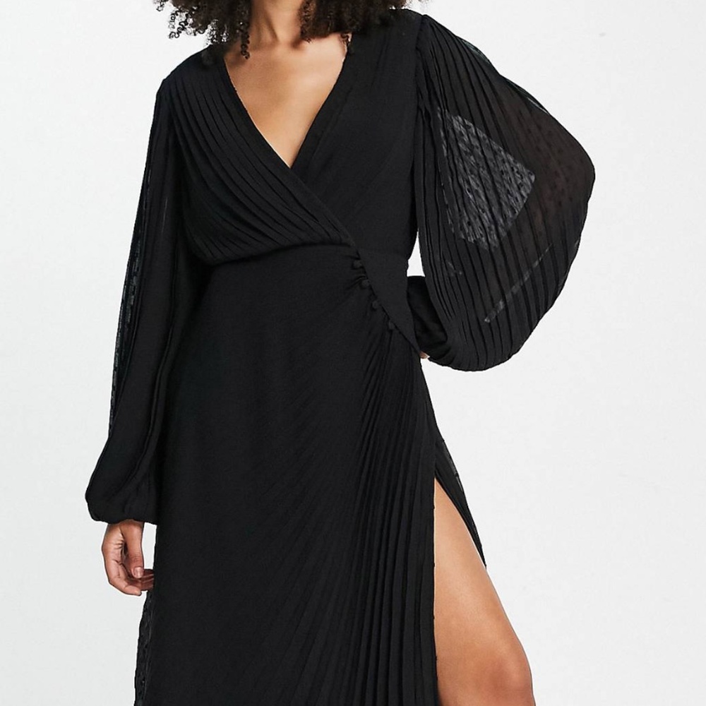 ASOS Design pleated textured chiffon dress